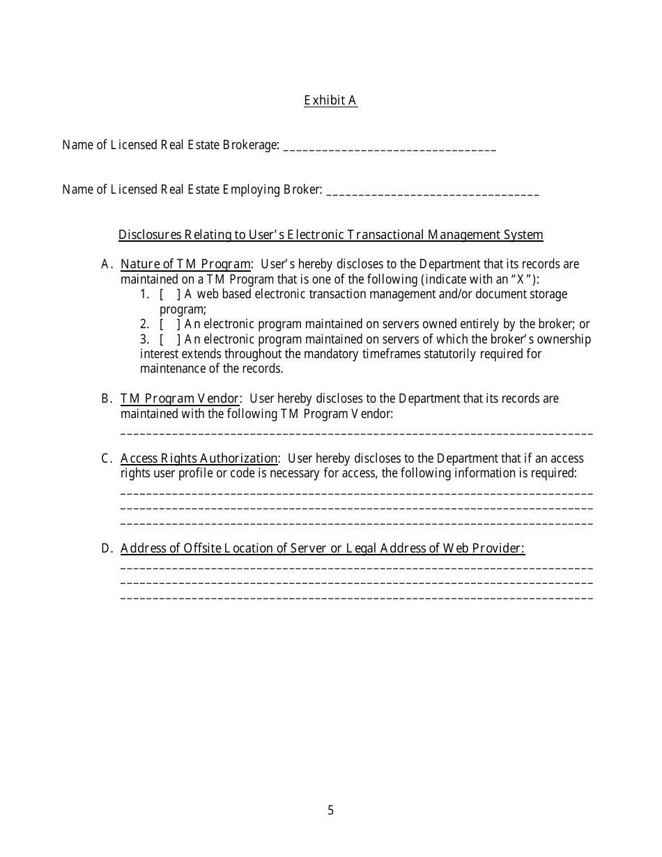 User Agreement Granting Department of Real Estate Access to Users Electronic Management System - Arizona, Page 5