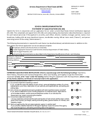 Form ED-106 School Owner or Administrator Statement of Qualifications - Arizona