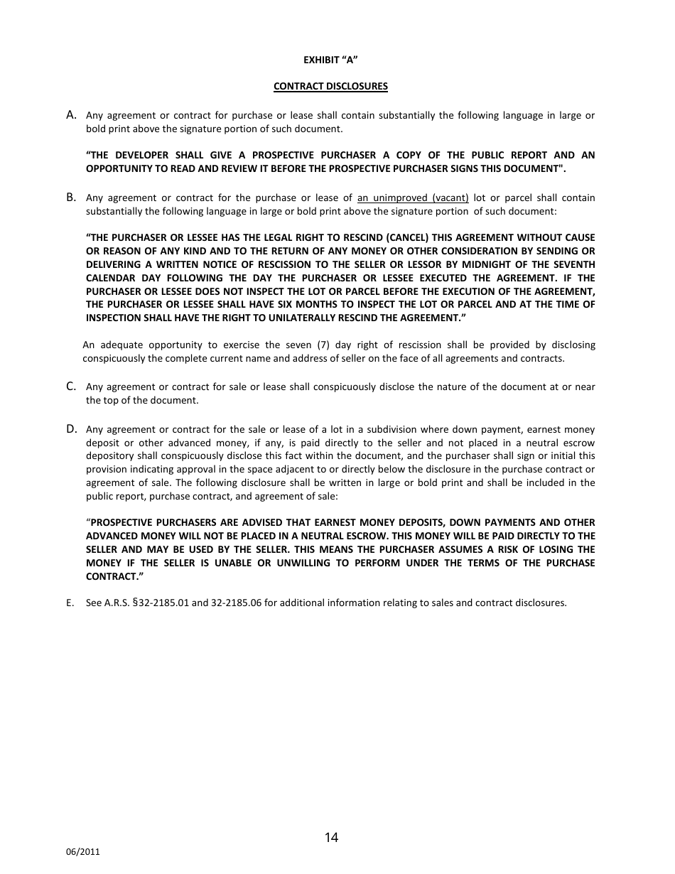 Sonora, Mexico Application for Arizona Subdivision Public Report Form - Arizona, Page 14