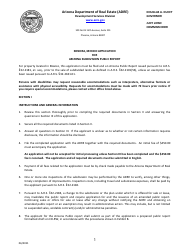 Sonora, Mexico Application for Arizona Subdivision Public Report Form - Arizona