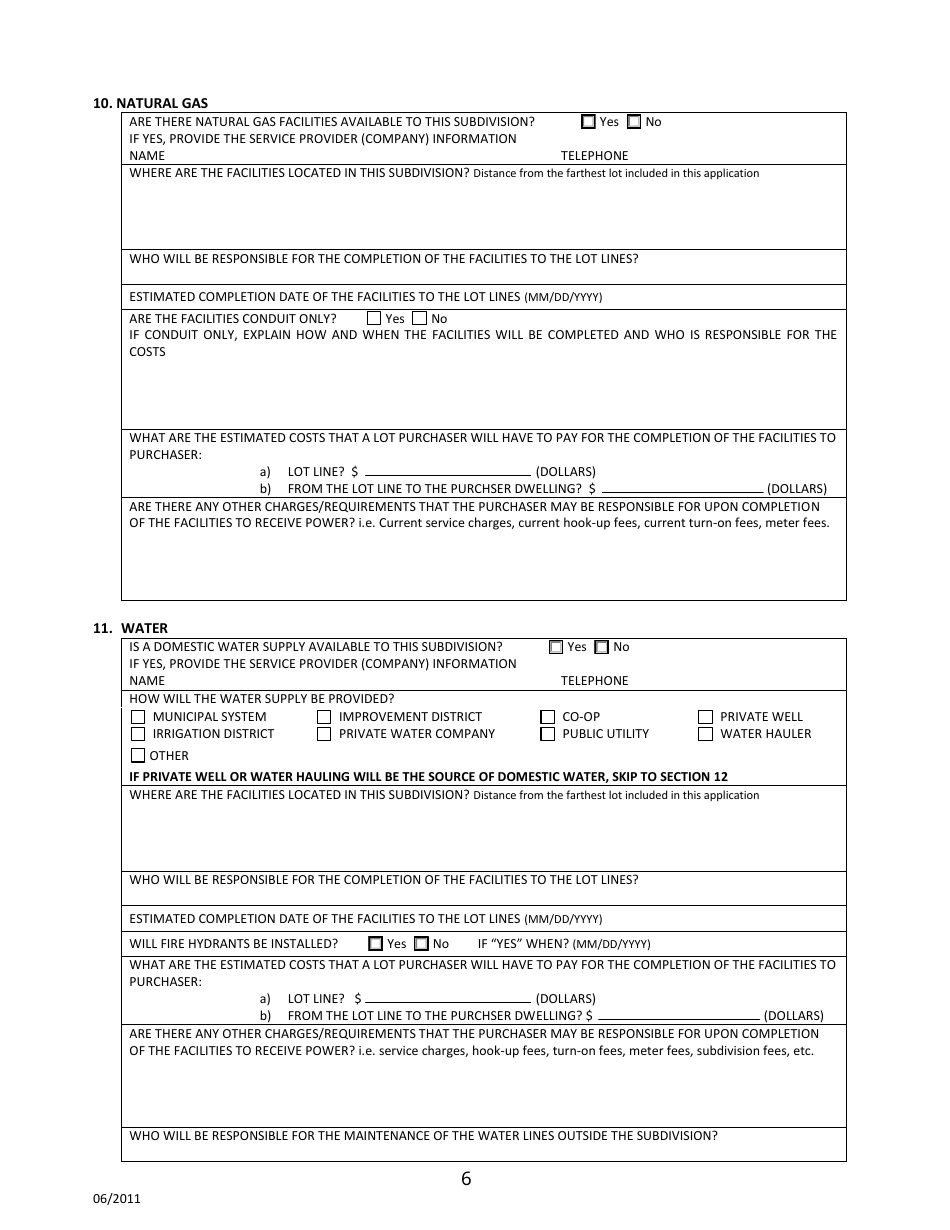 Sonora, Mexico Application for Arizona Subdivision Public Report Form - Arizona, Page 6