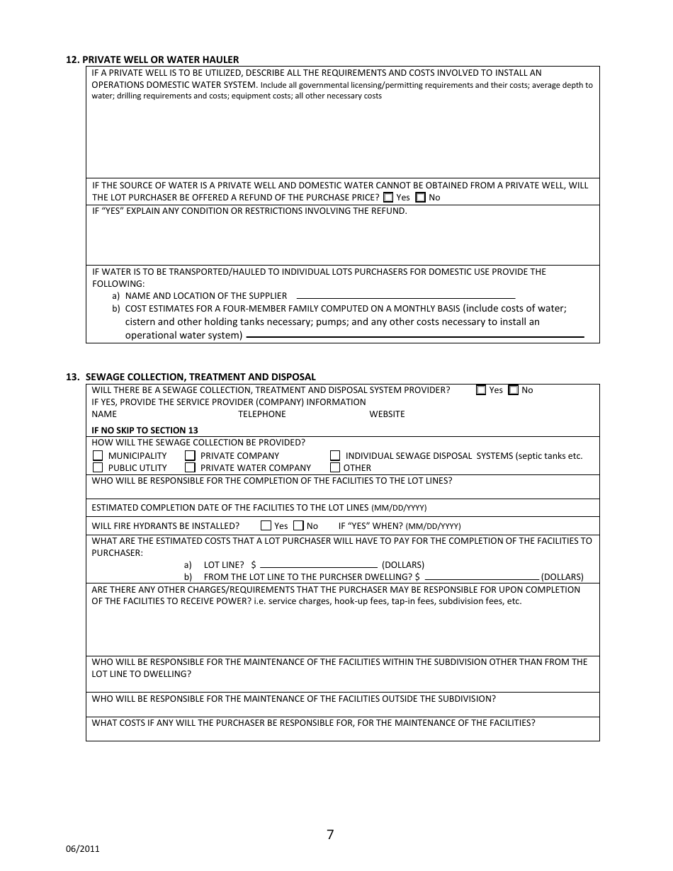 Sonora, Mexico Application for Arizona Subdivision Public Report Form - Arizona, Page 7