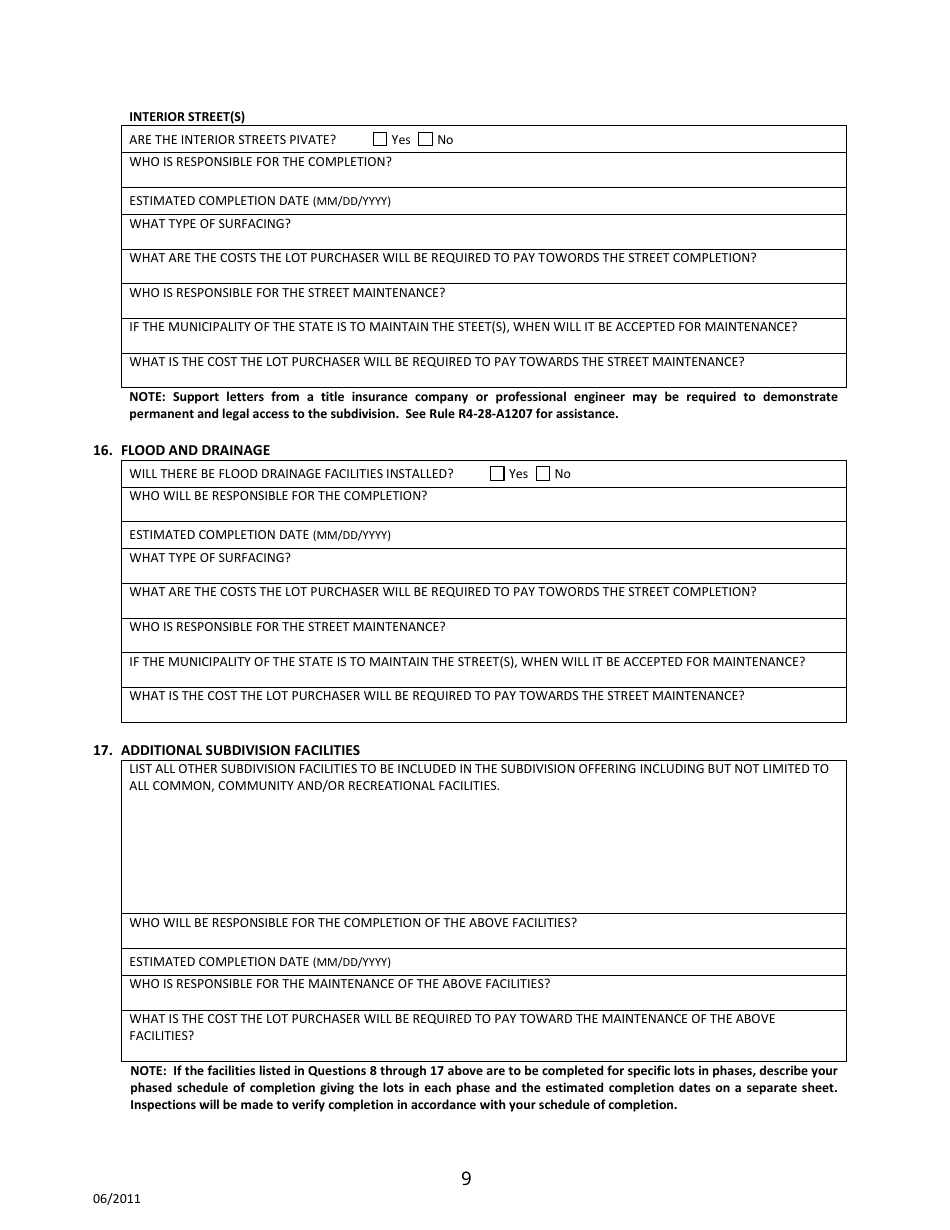 Sonora, Mexico Application for Arizona Subdivision Public Report Form - Arizona, Page 9