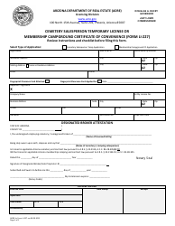 Document preview: Form LI-227 Cemetery Salesperson Temporary License or Membership Campground Certificate of Convenience - Arizona