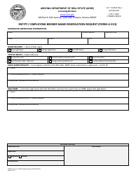Document preview: Form LI-213 Entity / Employing Broker Name Reservation Request - Arizona