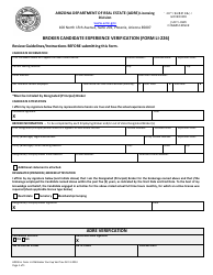 Document preview: Form LI-226 Broker Candidate Experience Verification - Arizona