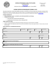 Document preview: Form LI-217 License Certification Request - Arizona