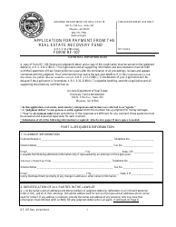 Form RF-107 Application for Payment From the Arizona Real Estate Recovery Fund - Arizona