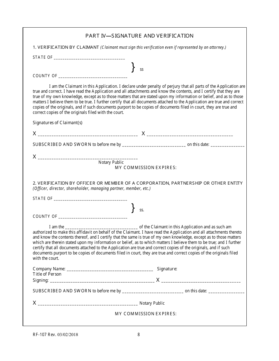 Form RF-107 Application for Payment From the Arizona Real Estate Recovery Fund - Arizona, Page 8