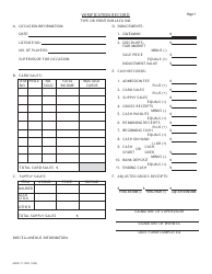 Form ADOR71-1009 &quot;Bingo Verification Record&quot; - Arizona