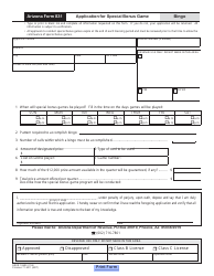 Arizona Form 831 (ADOR10600) &quot;Application for Special Bonus Game&quot; - Arizona