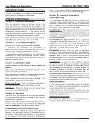 Form ADOR10523 &quot;Tax Clearance Application&quot; - Arizona