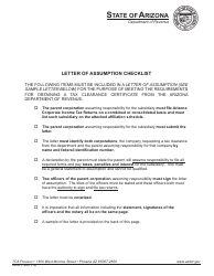 Form ADOR11206 Letter of Assumption - Sample - Arizona