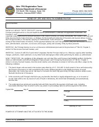 Document preview: Form E-157 Bond of Life and Health Administrator - Arizona