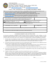 Form L-193 &quot;Certificate of Assumed Business Name&quot; - Arizona