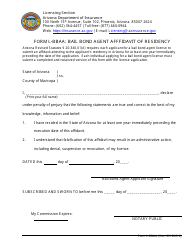 Document preview: Form L-BBAA Bail Bond Agent Afffidavit of Residency - Arizona