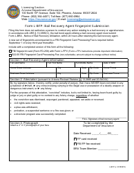 Document preview: Form L-BFP Bail Recovery Agent Fingerprint Submission - Arizona