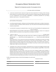 Occupancy Waiver Declaration Form - Request for Temporary Waiver of Occupancy Terms - Arizona, Page 2