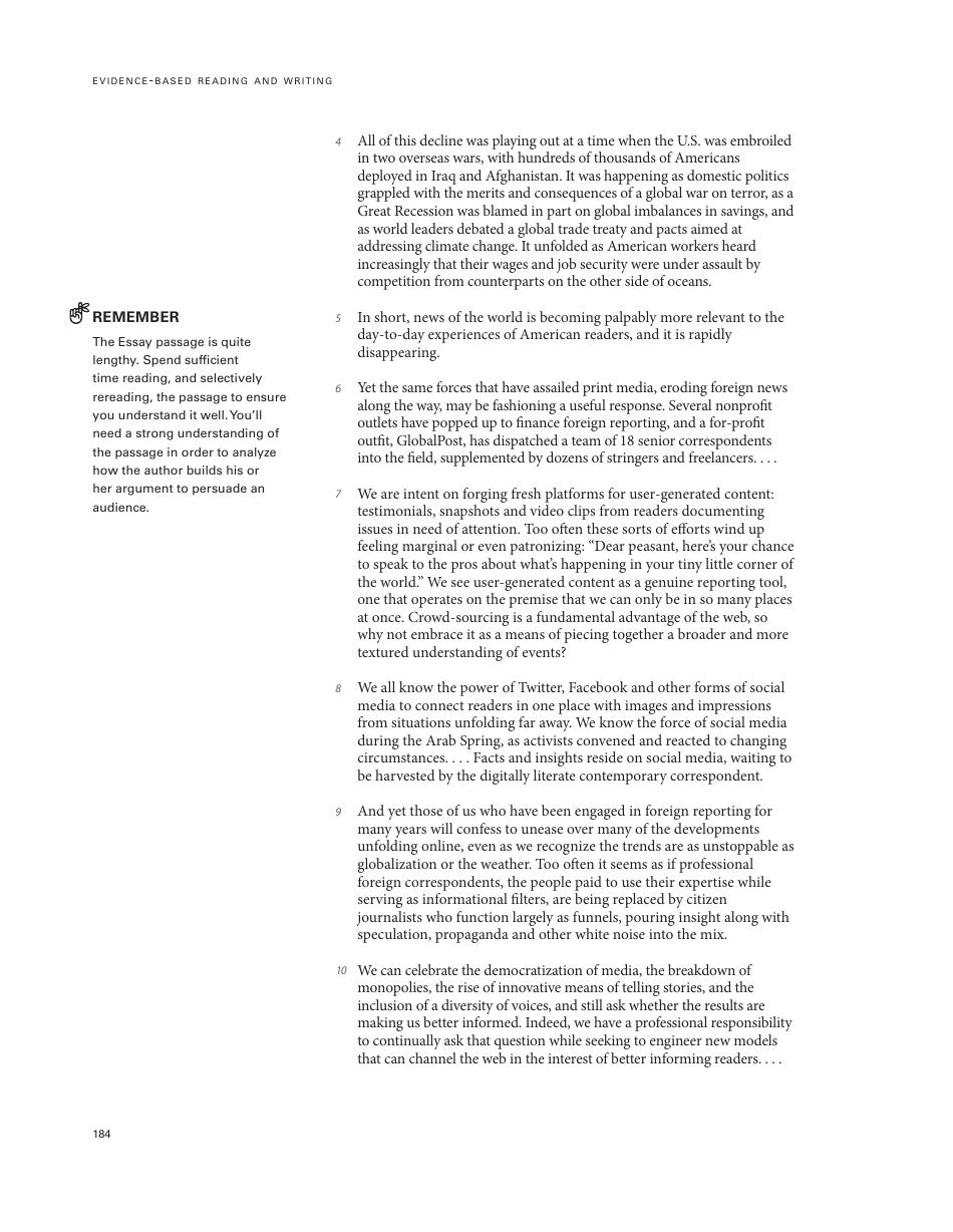 Official Sat Study Guide: Chapter 17 - About the Sat Essay - the College Board, Page 12