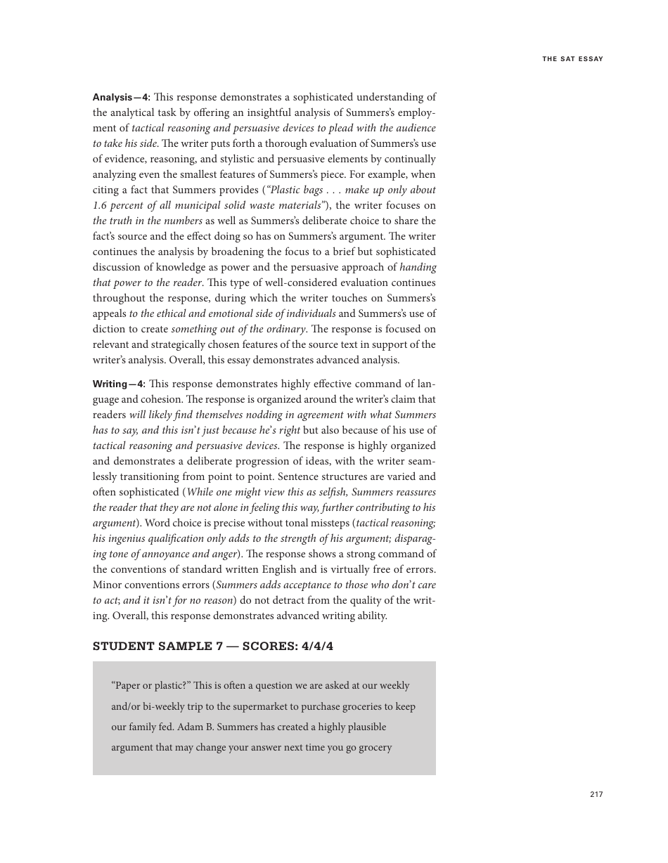 Official Sat Study Guide: Chapter 17 - About the Sat Essay - the College Board, Page 45