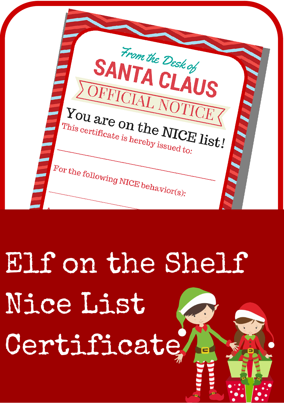 Santa's Nice List Certificate Template - A Printable Accolade for Children's Good Behavior during Christmas Season