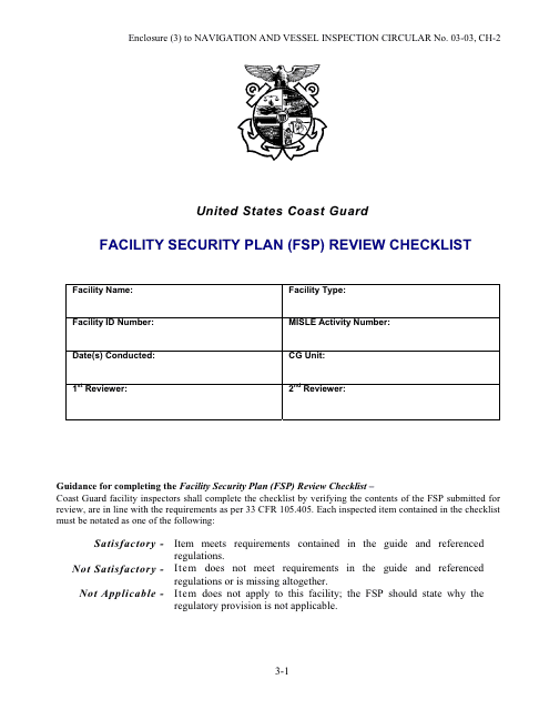 Facility Security Plan (Fsp) Review Checklist