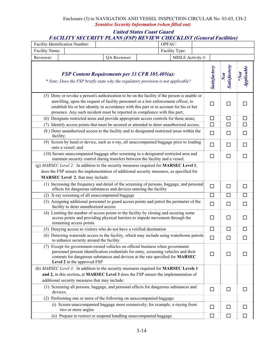 Facility Security Plan (Fsp) Review Checklist Fill Out, Sign Online