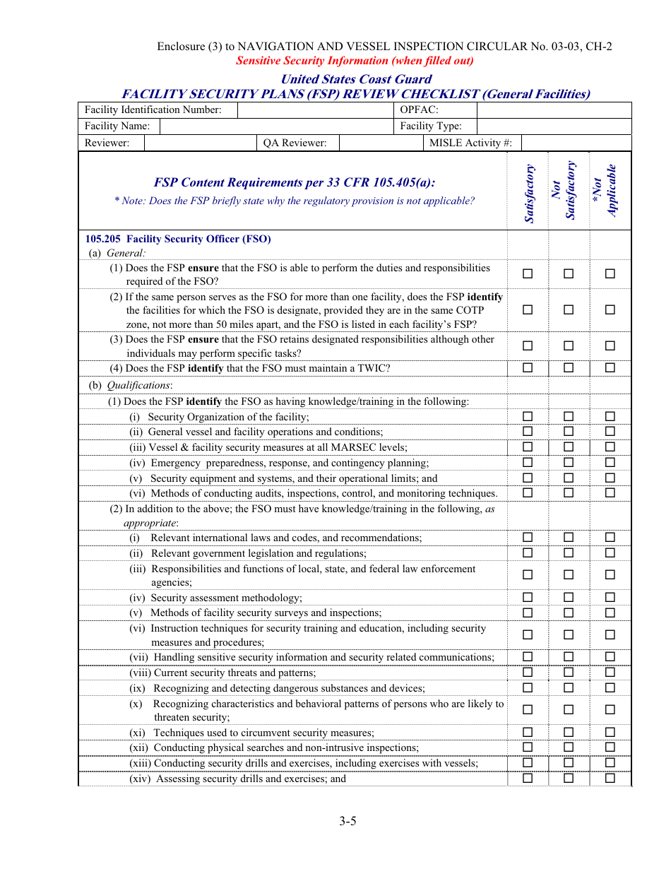 Facility Security Plan (Fsp) Review Checklist Fill Out, Sign Online