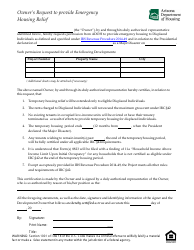 Document preview: Owner's Request to Provide Emergency Housing Relief - Arizona