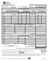 Document preview: Tenant Income Certification Form - Arizona