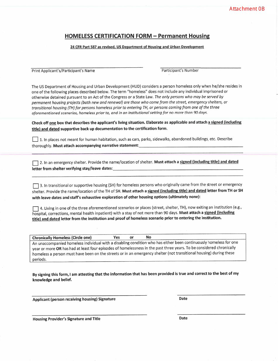 Arizona Homeless Certification Form Permanent Housing Fill Out