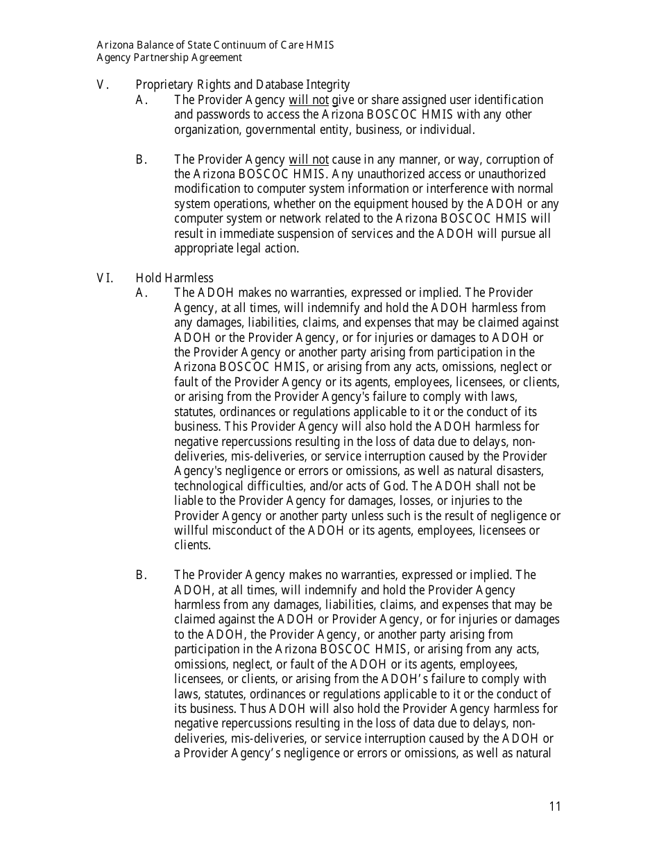 Agency Partnership Agreement - Arizona, Page 11