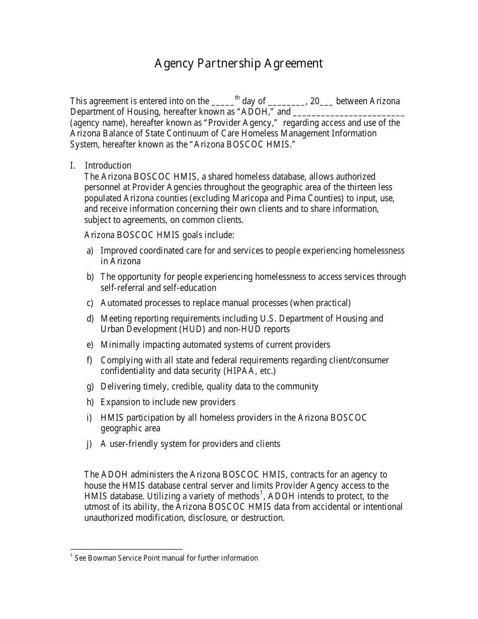 Agency Partnership Agreement - Arizona, Page 1