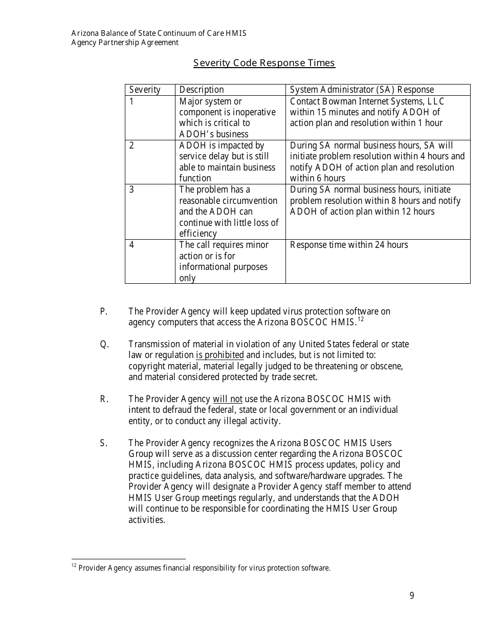 Agency Partnership Agreement - Arizona, Page 9