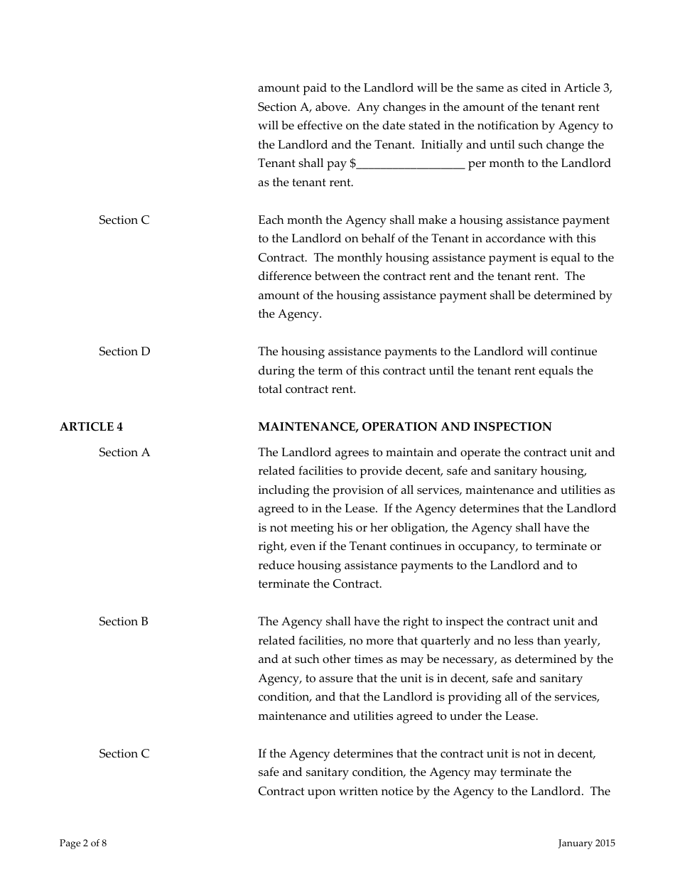 Attachment 15 Tenant-Based Housing Assistance Payments Contract - Arizona, Page 2