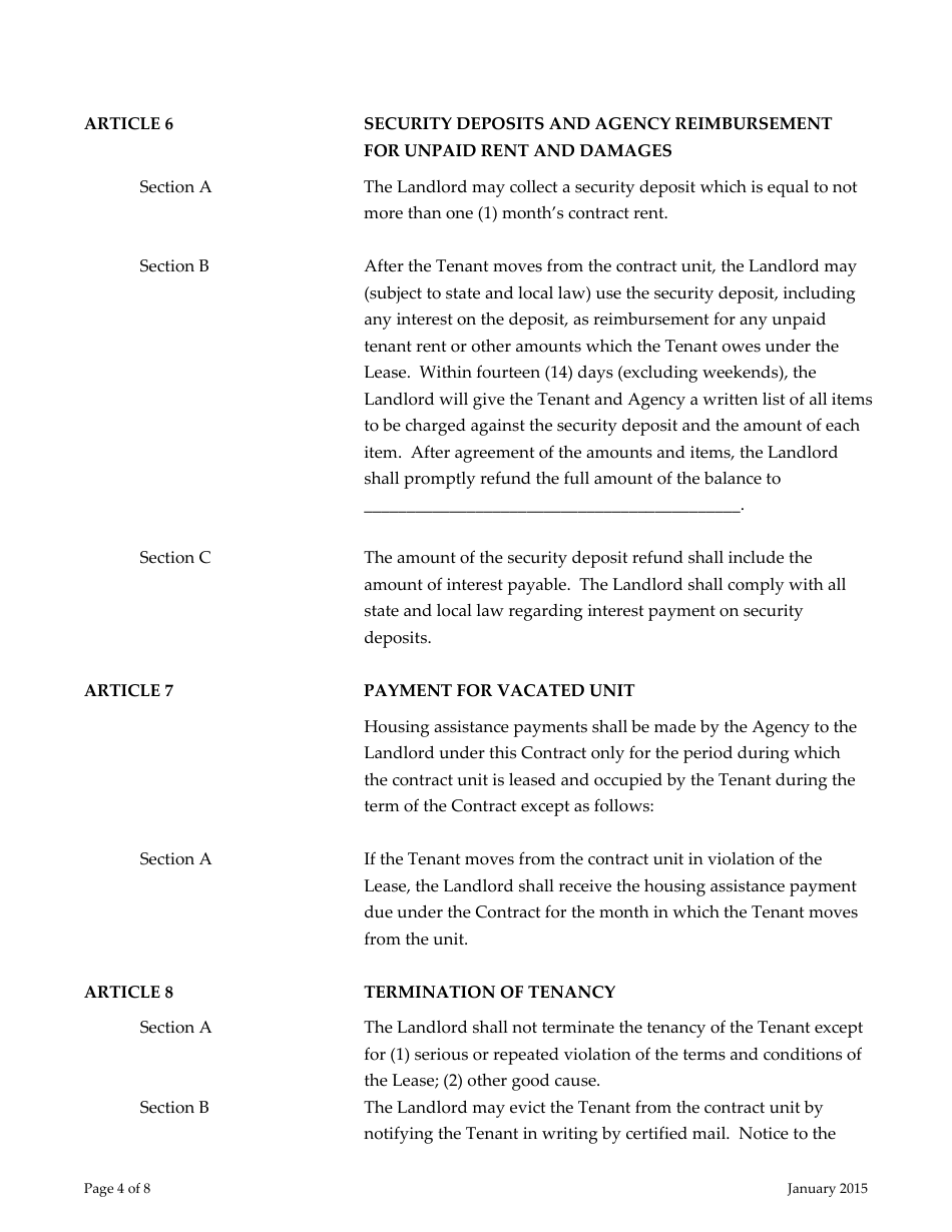 Attachment 15 Tenant-Based Housing Assistance Payments Contract - Arizona, Page 4
