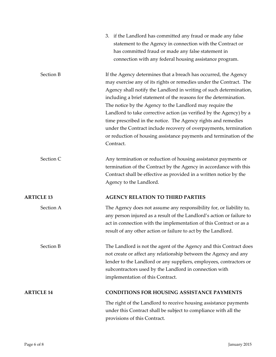 Attachment 15 Tenant-Based Housing Assistance Payments Contract - Arizona, Page 6