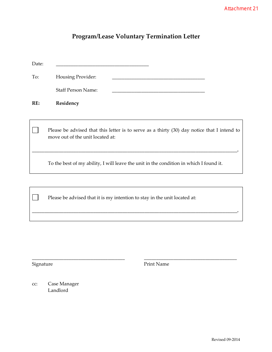 Arizona Program/Lease Voluntary Termination Letter Fill Out, Sign