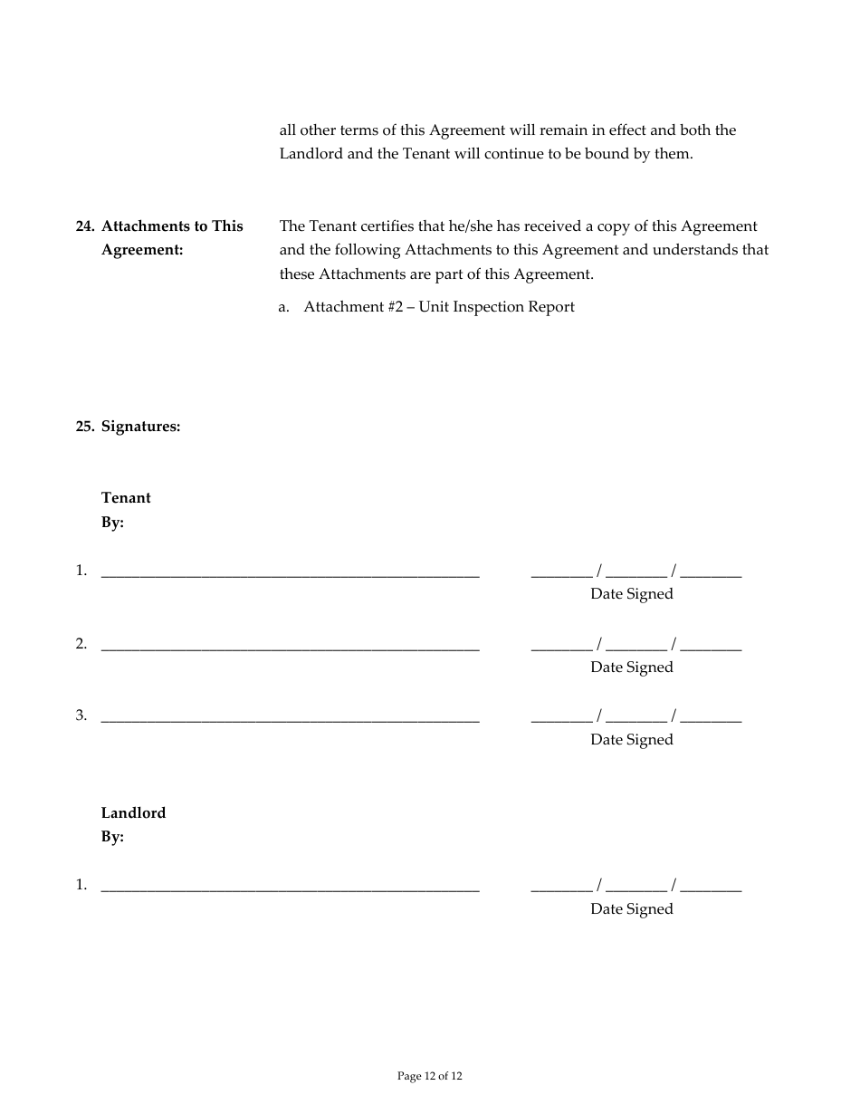 Attachment 16 Occupancy Agreement for Leasing Programs - Arizona, Page 12