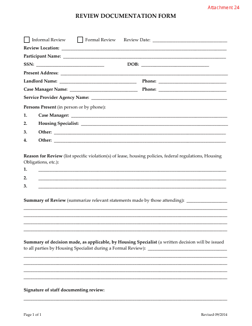 Attachment 24 Review Documentation Form - Arizona
