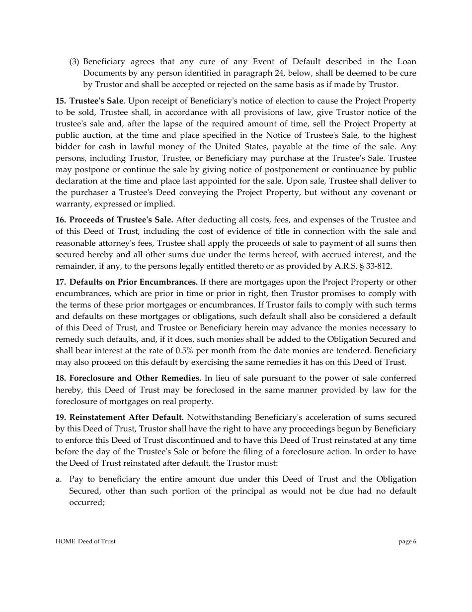 Deed of Trust - Draft - Arizona, Page 6