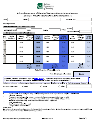 Document preview: Anticipated Annual Income Calculation & Determination Sheet - Arizona