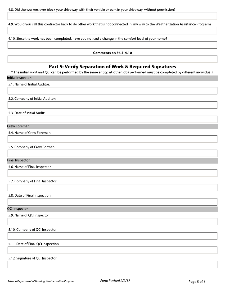 Quality Control Inspection (Qci) Checklist - Arizona, Page 5