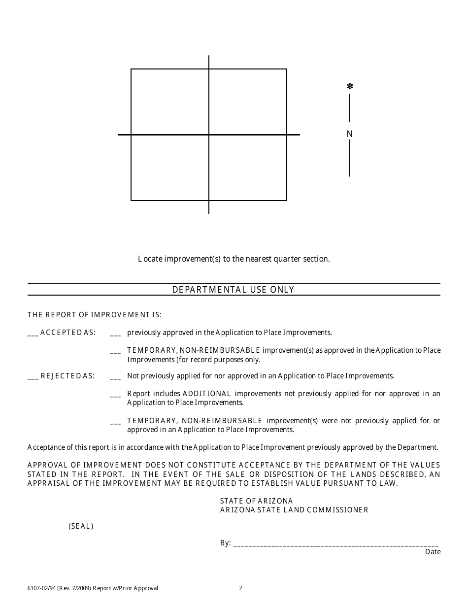 Form 6107 Report of Improvement Placed With Prior Approval - Arizona, Page 3
