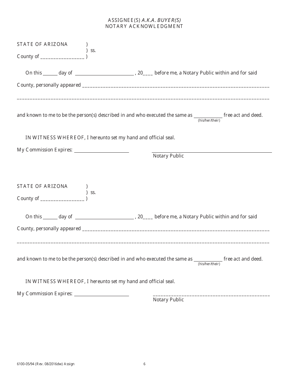 Form 6100 - Fill Out, Sign Online and Download Printable PDF, Arizona ...