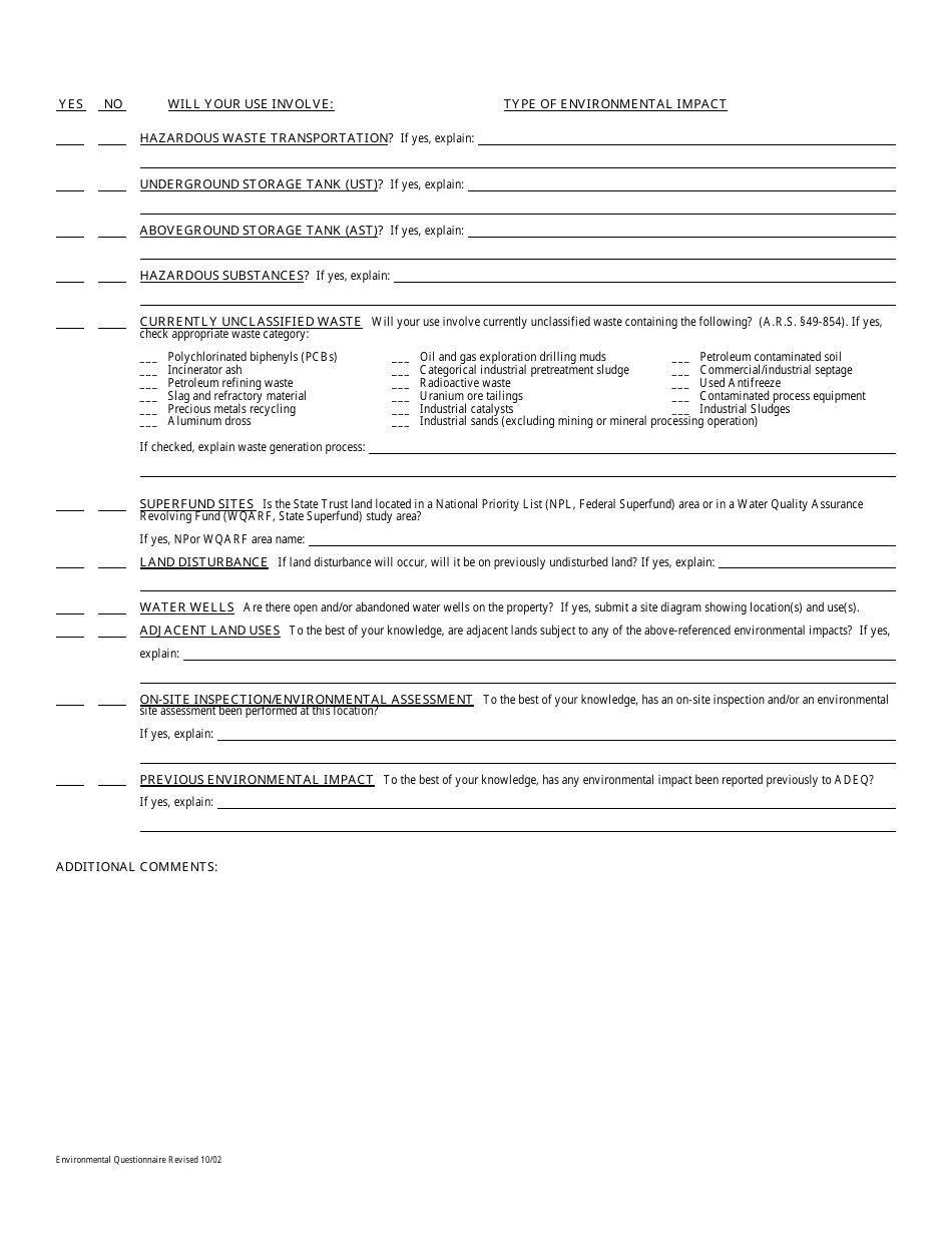 Form 6104 Land Treatment Application - Arizona, Page 7