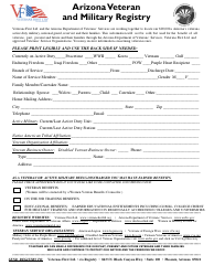 Arizona Veteran and Military Registry Registration Form - Arizona