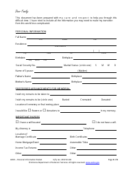 Personal Information Form - Arizona, Page 2