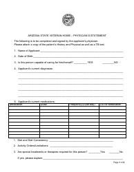 Document preview: Form ASVH05-035 Physician's Statement - Arizona