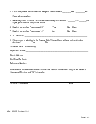Form ASVH05-035 Physician's Statement - Arizona, Page 2